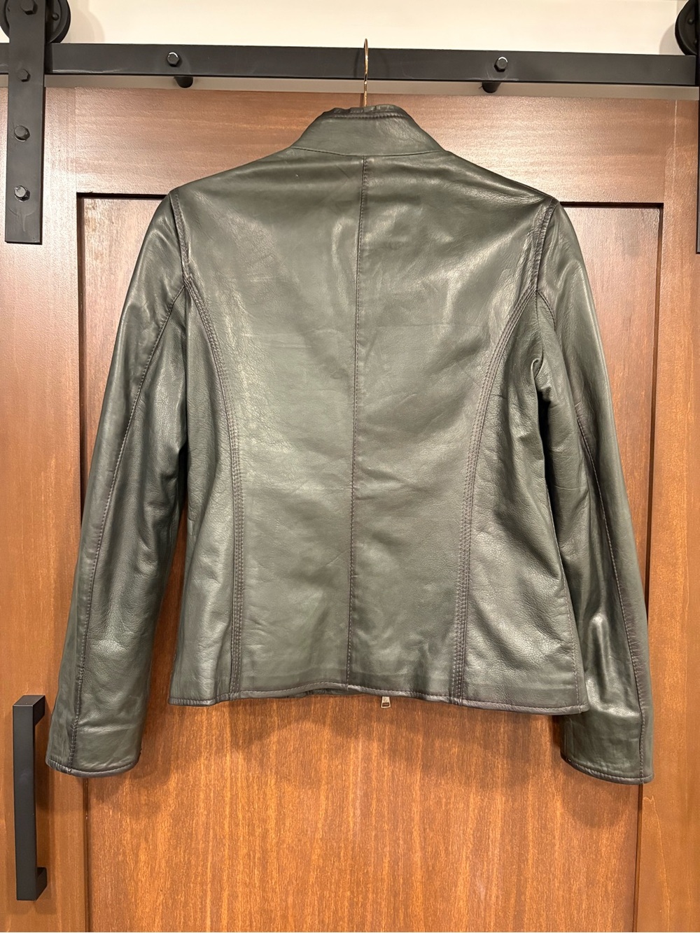 NEW Vera Pella handmade Italian leather jacket deep green small - Picture 5 of 11